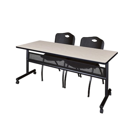 Kobe Rectangle FlipTop Table, 72" W, 29" H, Laminate Top, Maple MKFTM7224PL47BK